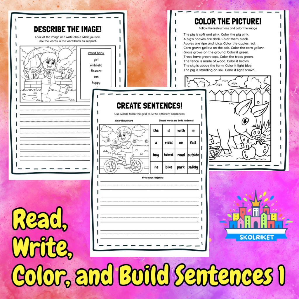 Read, Write, Color, and Build Sentences 1