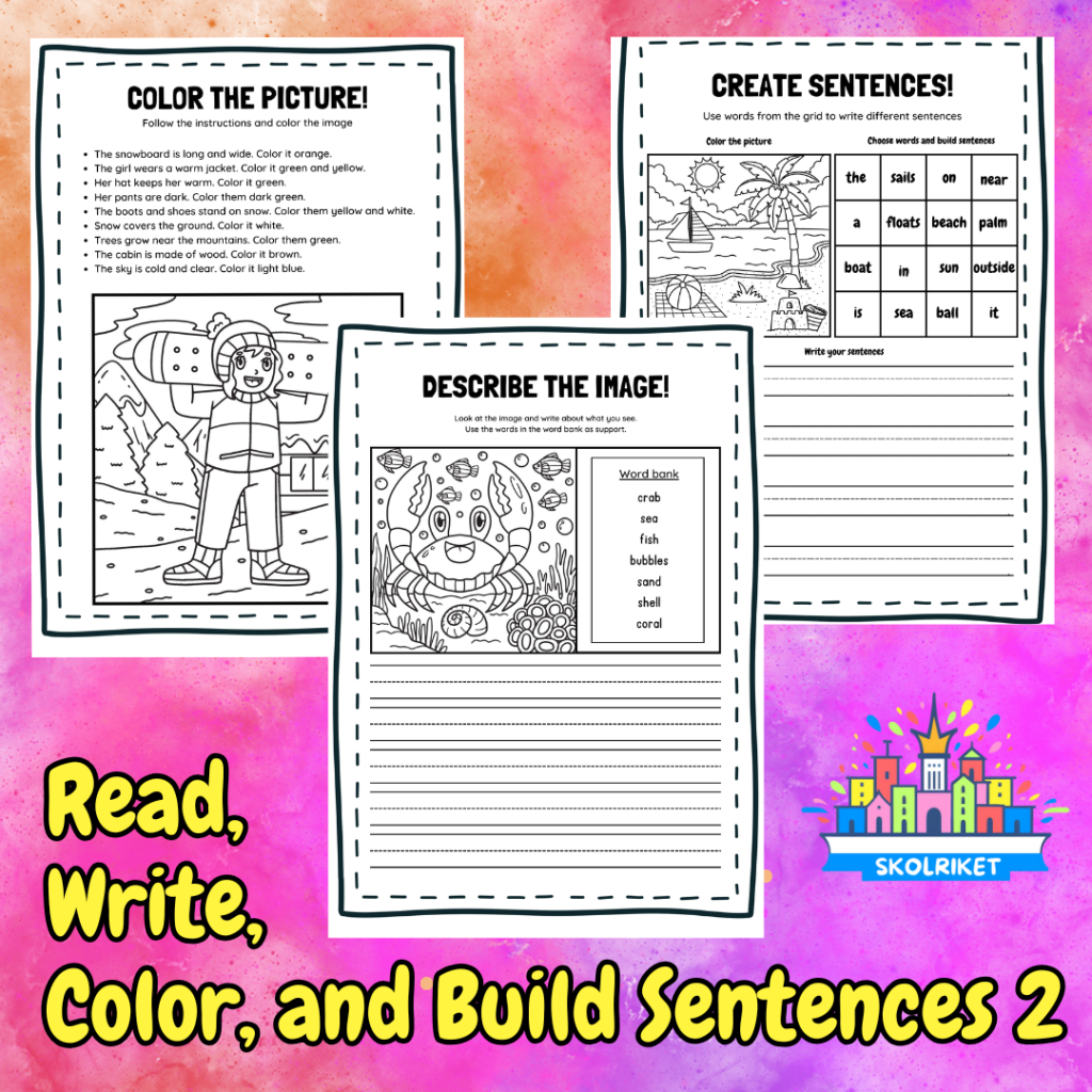 Read, Write, Color, and Build Sentences 2
