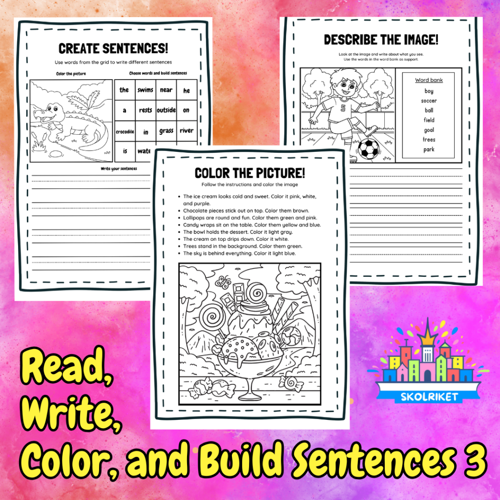 Read, Write, Color, and Build Sentences 3