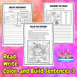 Read, Write, Color, and Build Sentences 3