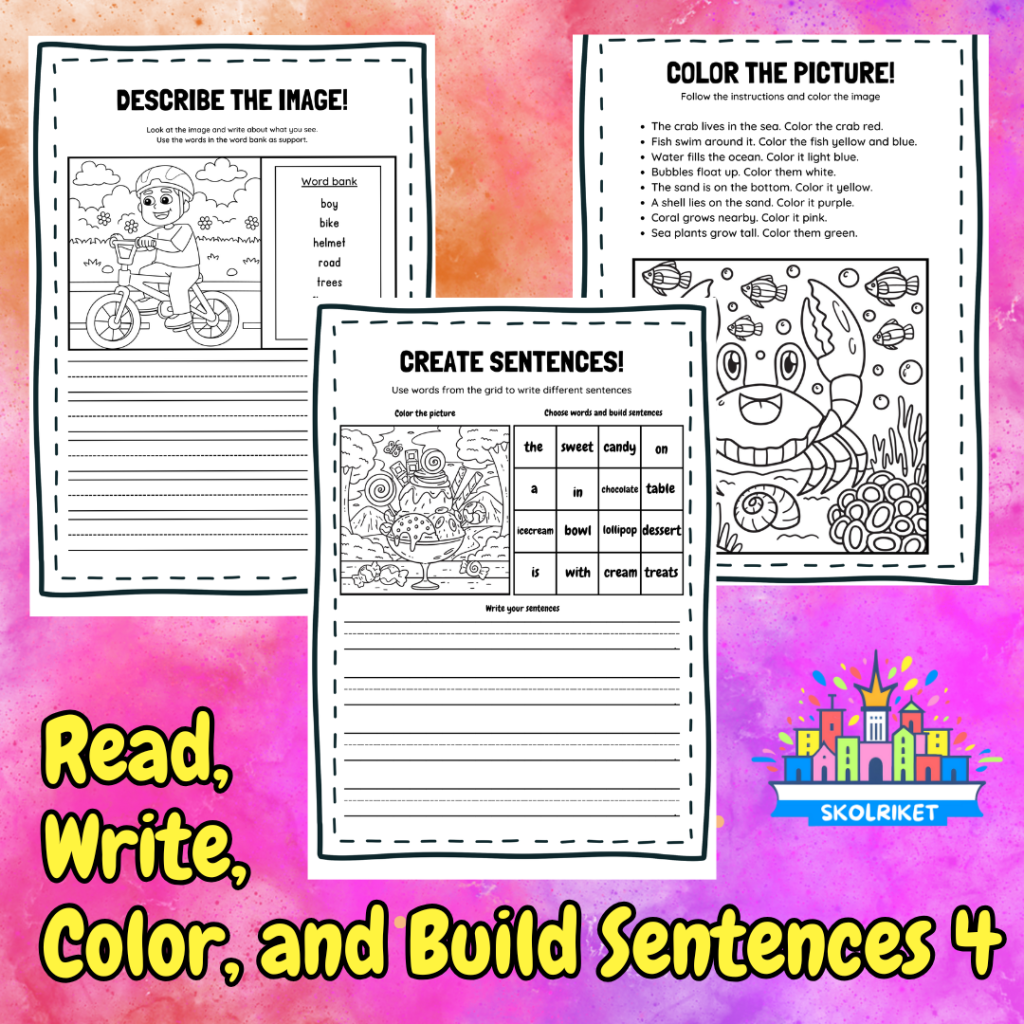 Read, Write, Color, and Build Sentences 4