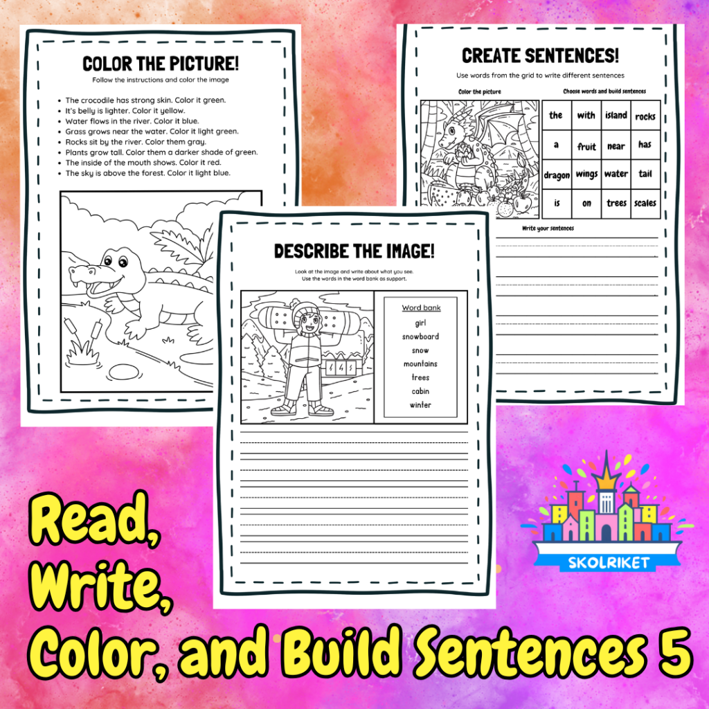 Read, Write, Color, and Build Sentences 5