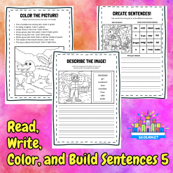Read, Write, Color, and Build Sentences 5