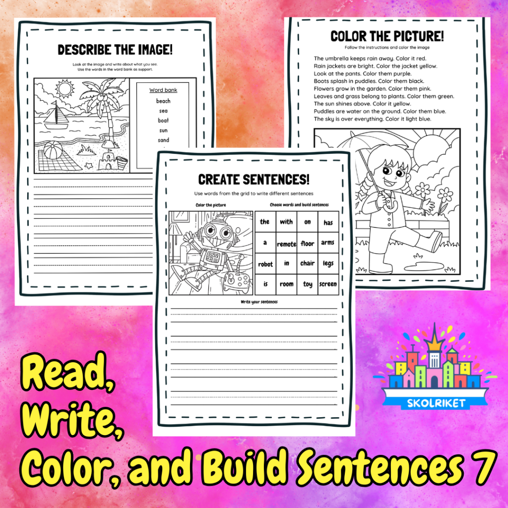 Read, Write, Color, and Build Sentences 7