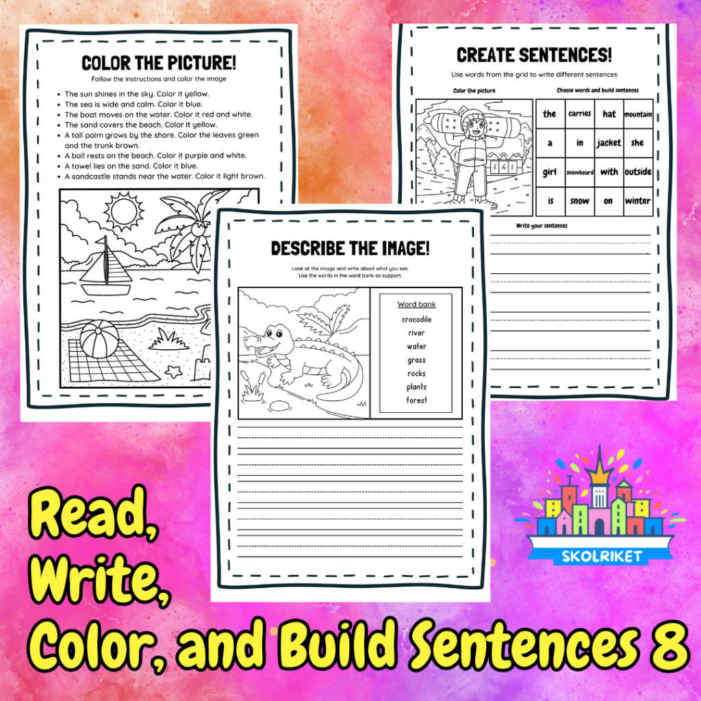 Read, Write, Color, and Build Sentences 8