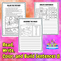 Read, Write, Color, and Build Sentences 8