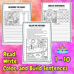 Read, Write, Color, and Build Sentences 1 - 10