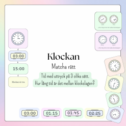 Klockan - på tre olika sätt, + tid mellan olika klockslag