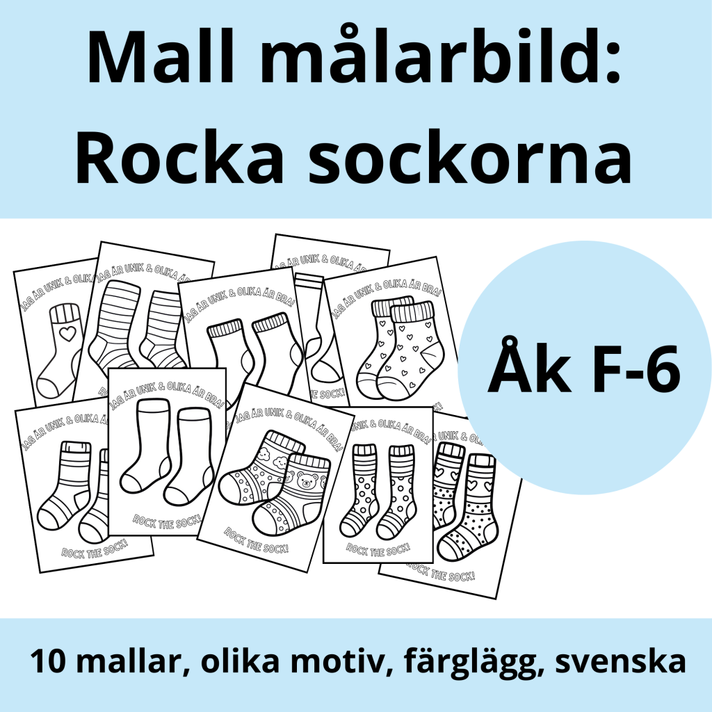 Mall: målarbild rocka sockorna (svenska)