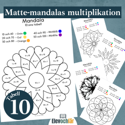 Matte-mandalas multiplikationstabellen 10, arbetsblad