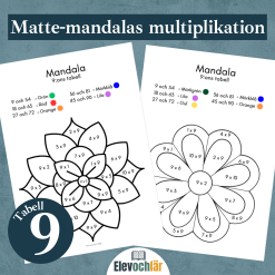 Matte-mandalas multiplikationstabellen 9, arbetsblad