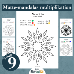 Matte-mandalas multiplikationstabellen 9, arbetsblad