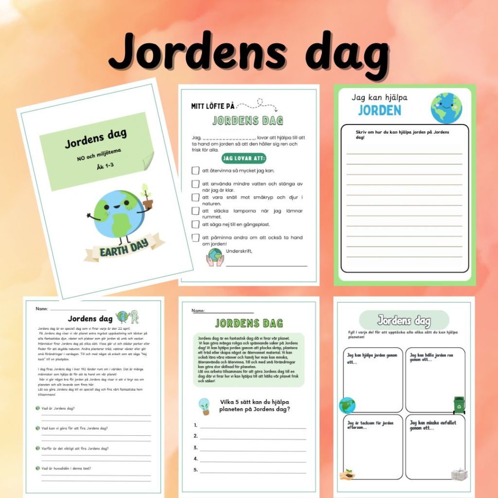 Jordens dag aktiviteter och arbetsblad – Miljötema för barn | NO Åk 1–3