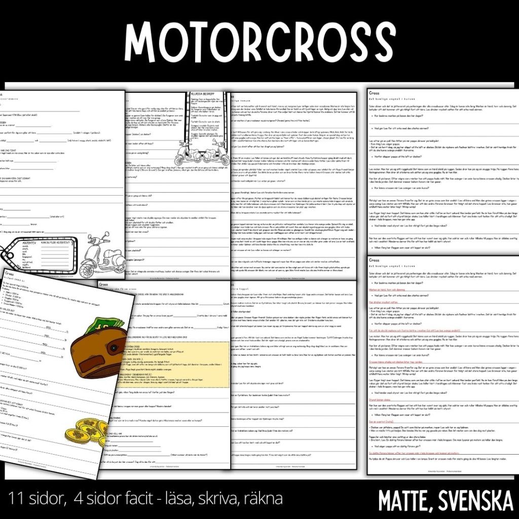 Svenska / matte – motorcross – 11 sidor