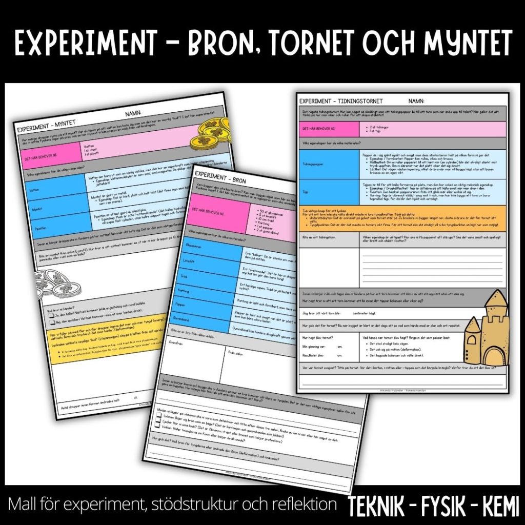 Teknik / fysik / kemi – experiment – bron, tornet, myntet