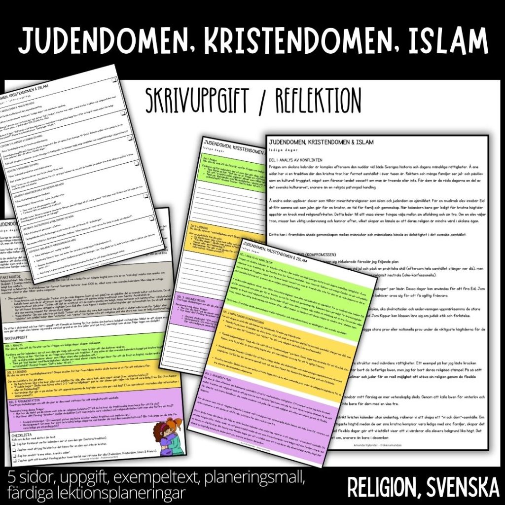 Svenska & religion – Judendomen, Kristendomen, Islam – skrivuppgift & presentatinon