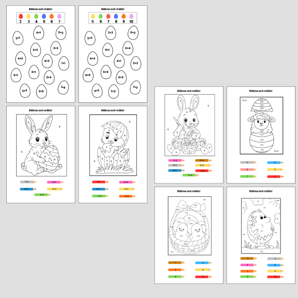 Räkna och måla. Påsk.