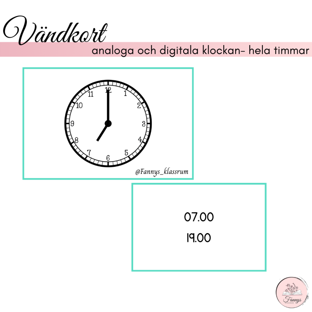 Vändkort analoga och digitala klockan