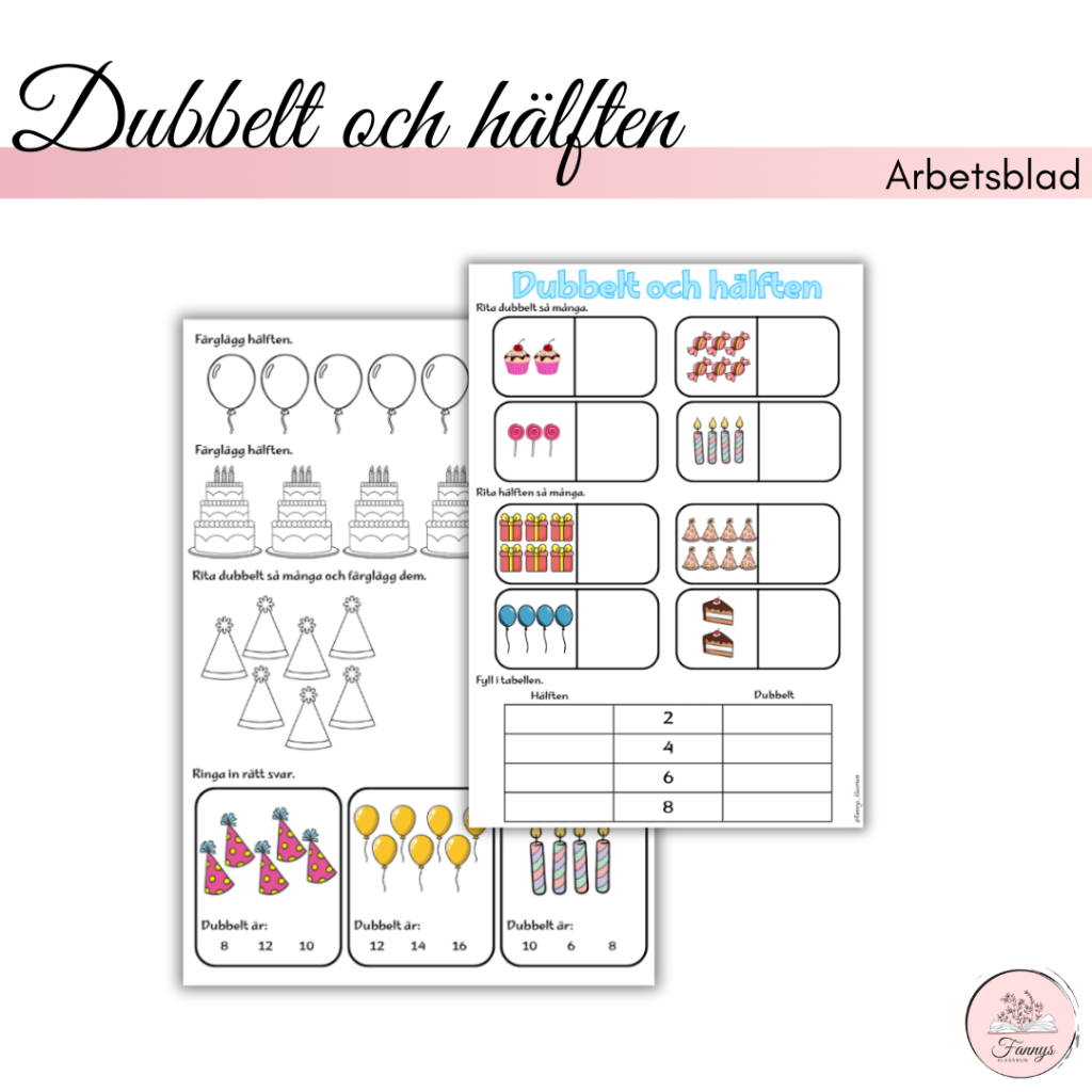 Arbetsblad dubbelt och hälften
