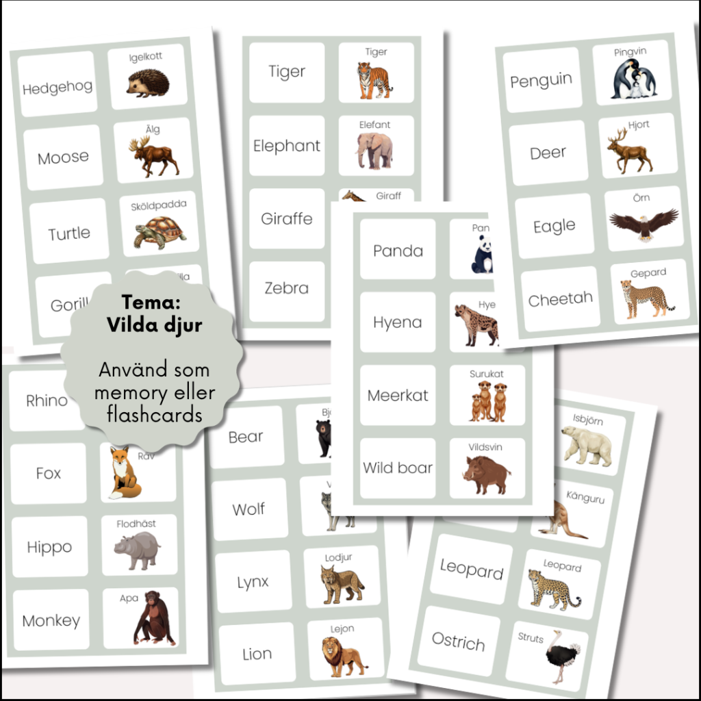 Wild animals (memory/flashcards)