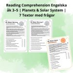Reading Comprehension Engelska åk 3–5 | Planets & Solar System | 7 Texter med frågor - bild 2