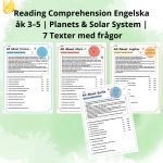 Reading Comprehension Engelska åk 3–5 | Planets & Solar System | 7 Texter med frågor - bild 1