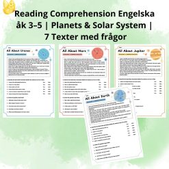 Reading Comprehension Engelska åk 3–5 | Planets & Solar System | 7 Texter med frågor