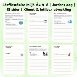Läsförståelse Miljö Åk 4–6 | Jordens dag | 18 sidor | Klimat & hållbar utveckling
