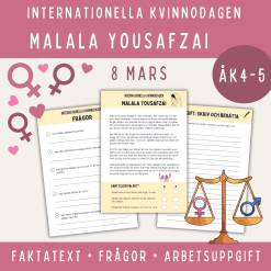Internationella kvinnodagen - läs om Malala och hennes kamp om flickors rätt att gå i skolan, åk 4-5