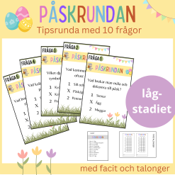 Påsk-rundan - Tipsrunda om påsken med 10 frågor för lågstadiet + facit + talonger