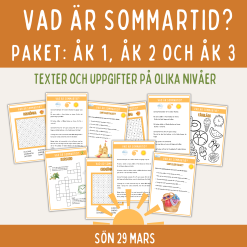 Sommartid, faktablad och arbetsuppgifter i olika nivåer för lågstadiet