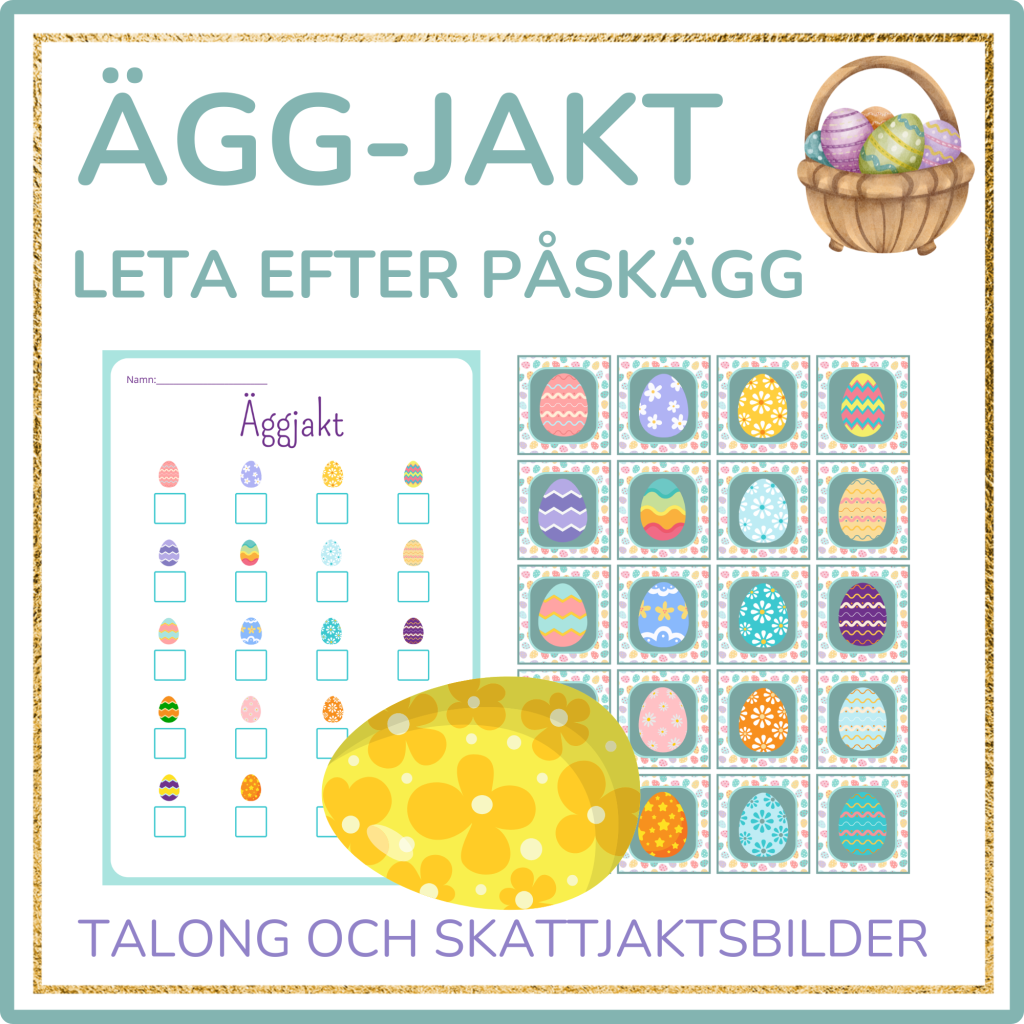 Äggjakt till påsk, leta efter påskägg, 20 ägg + talong