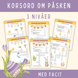 Korsord om påsken i 3 nivåer med facit