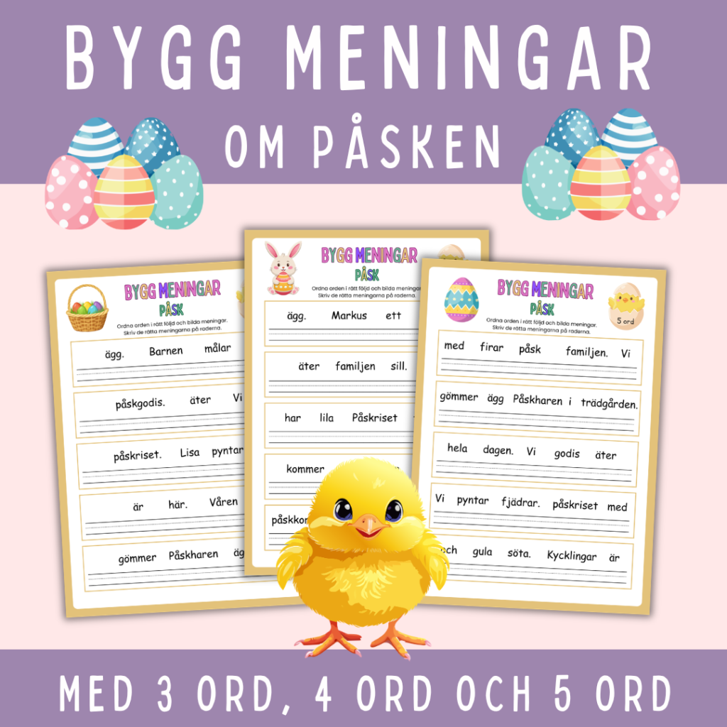 Bygg meningar om påsken, 3 sidor