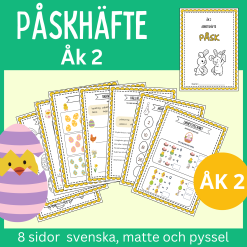 Påsk-häfte åk 2, 8 sidor svenska, matte och pyssel