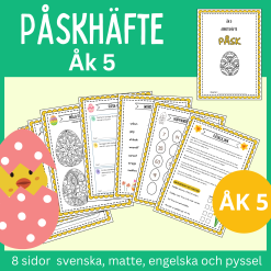 Påsk-häfte åk 5, 8 sidor svenska, matte, engelska och pyssel