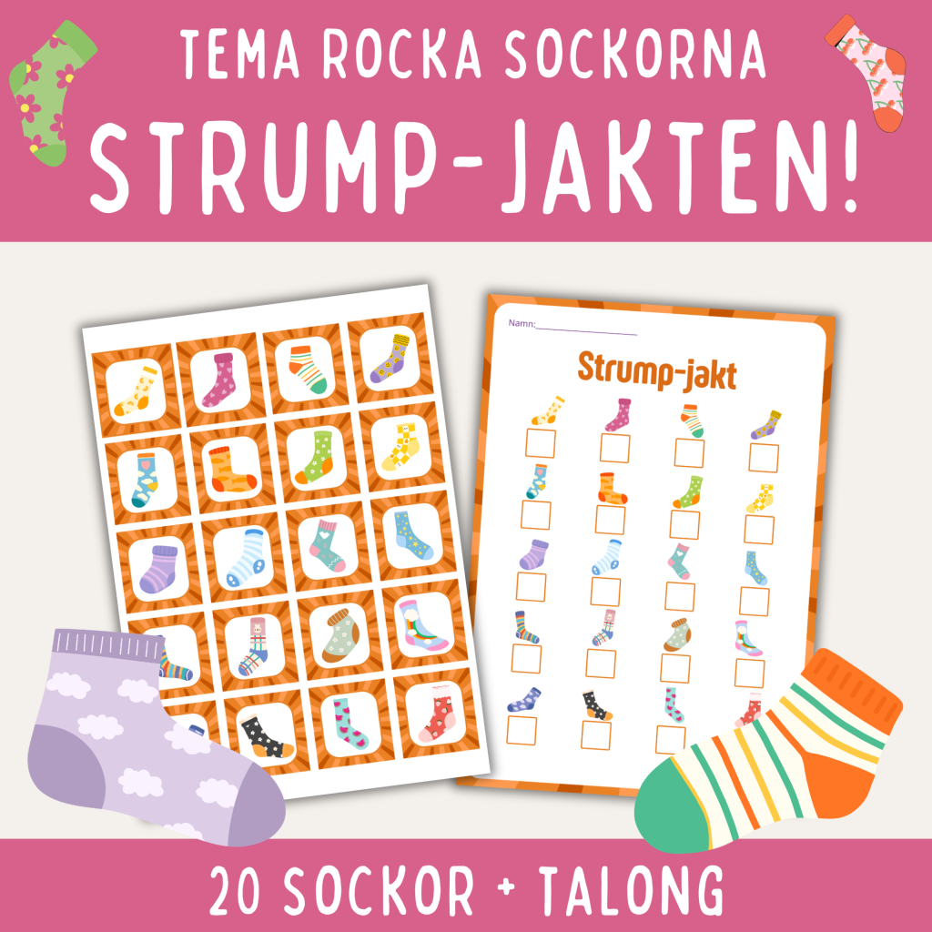 Strumpjakt – en rolig rörelseaktivitet med rocka sockorna-tema
