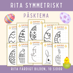 Påsk-tema - rita symmetriskt, 10 bilder