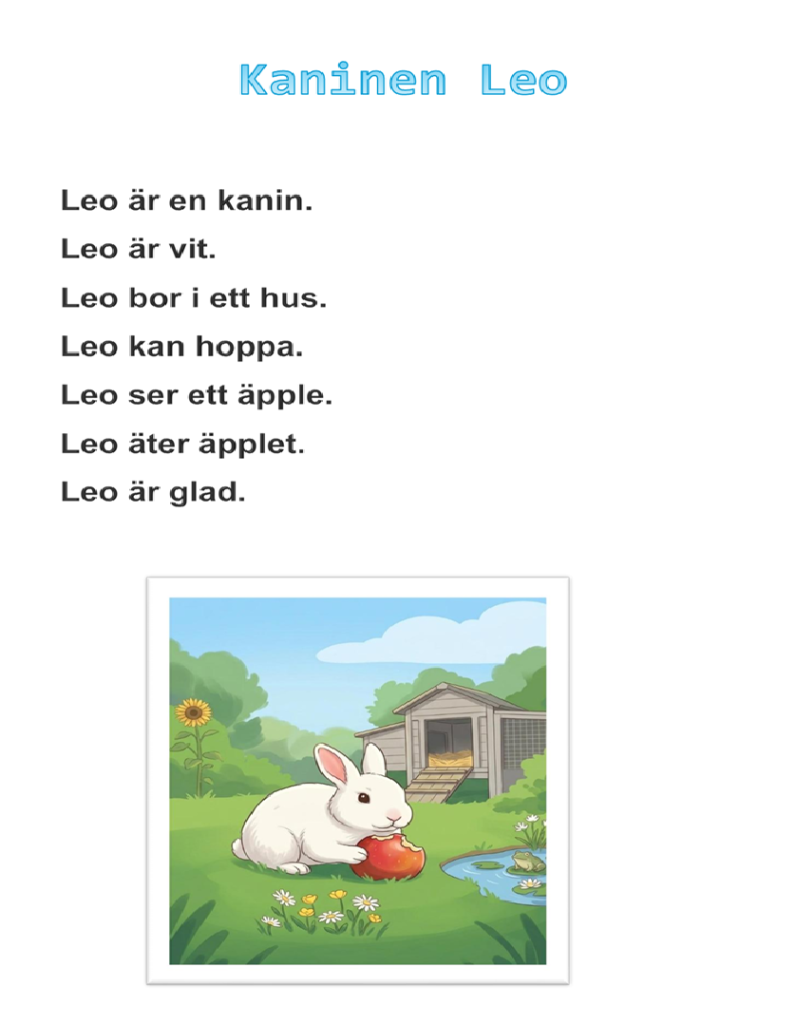 Läsförståelse (3 nivåer) – Kaninen Leo