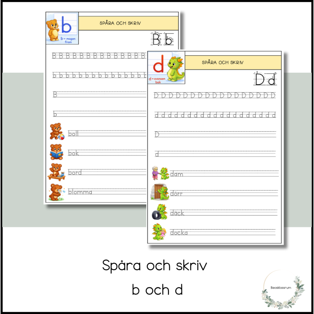 Spåra och skriv – b och d