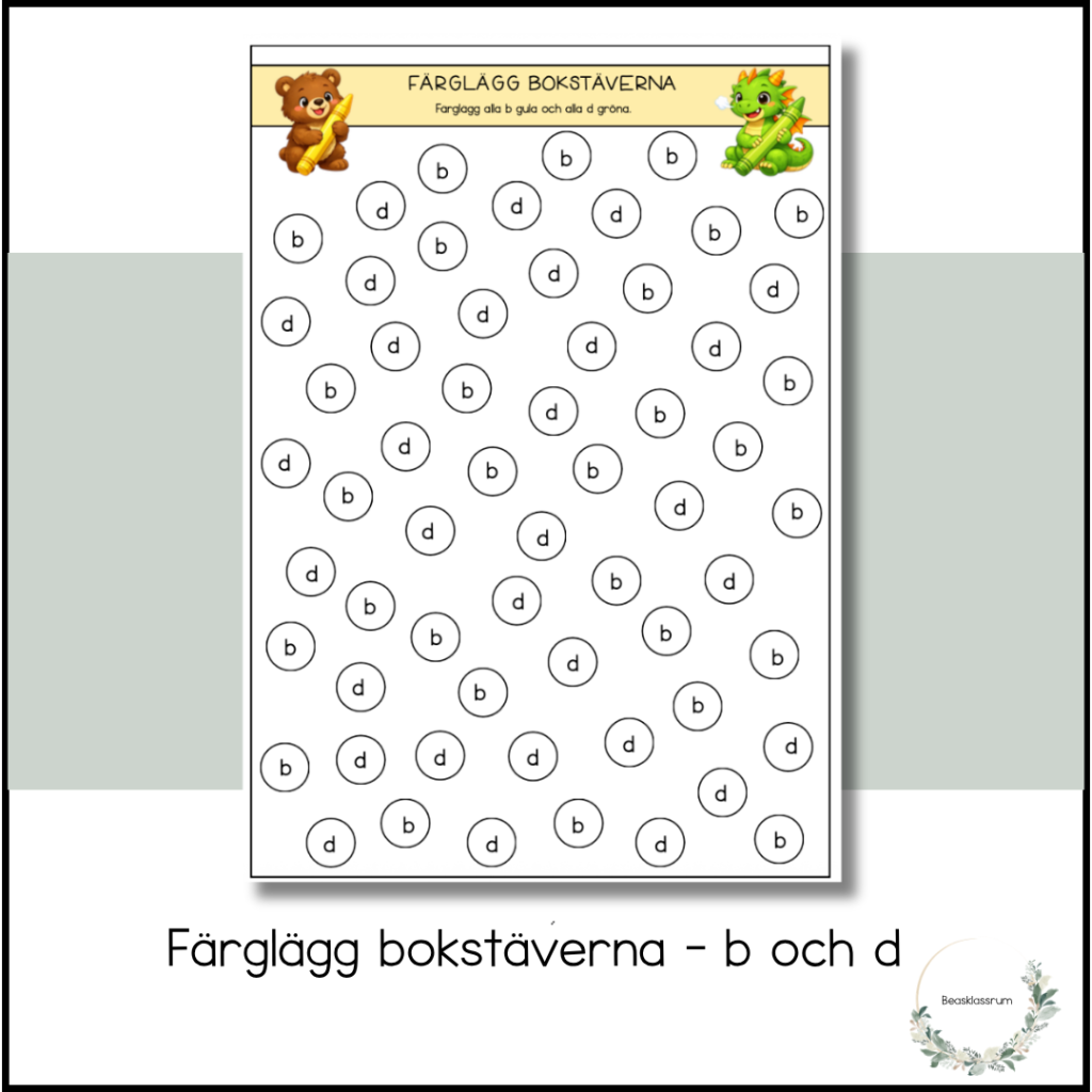 Färglägg bokstäverna – b och d