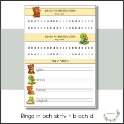 Ringa in och skriv - b och d