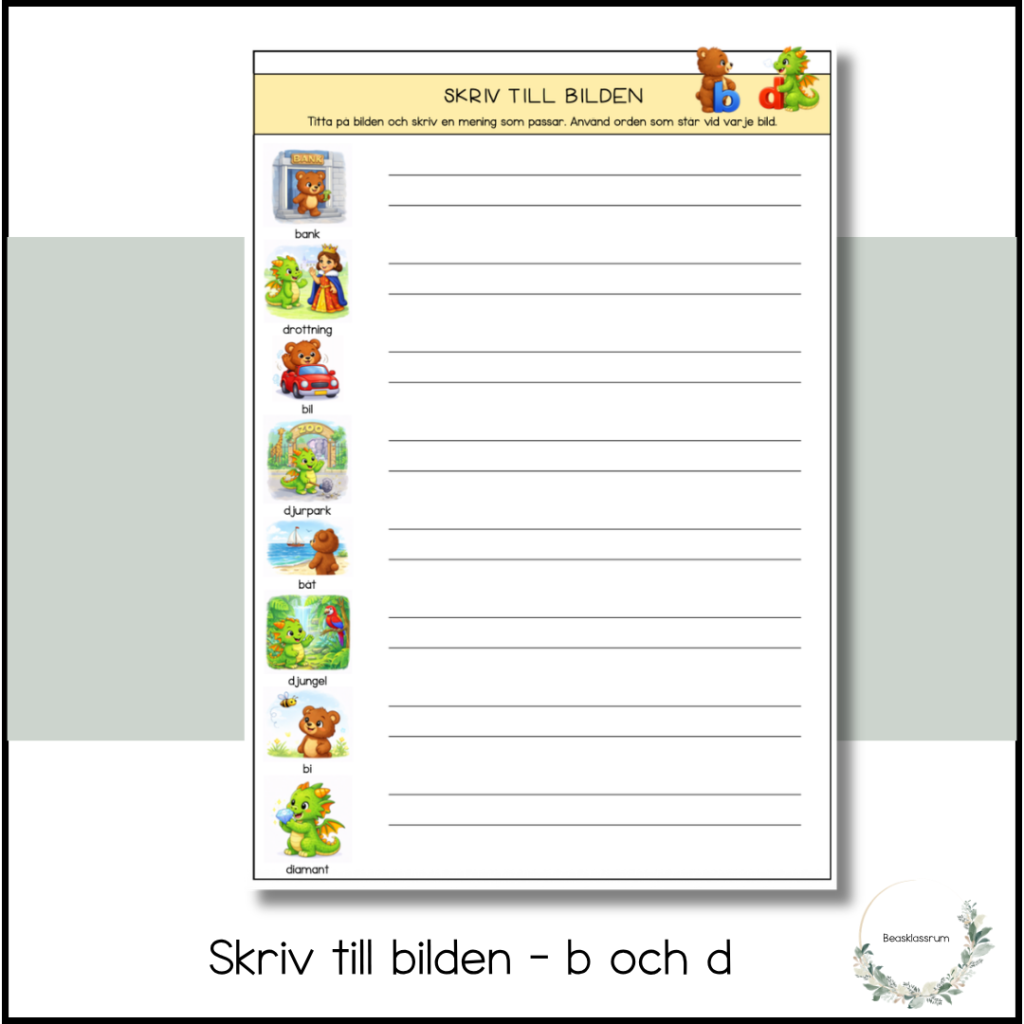 Skriv till bilden – b och d