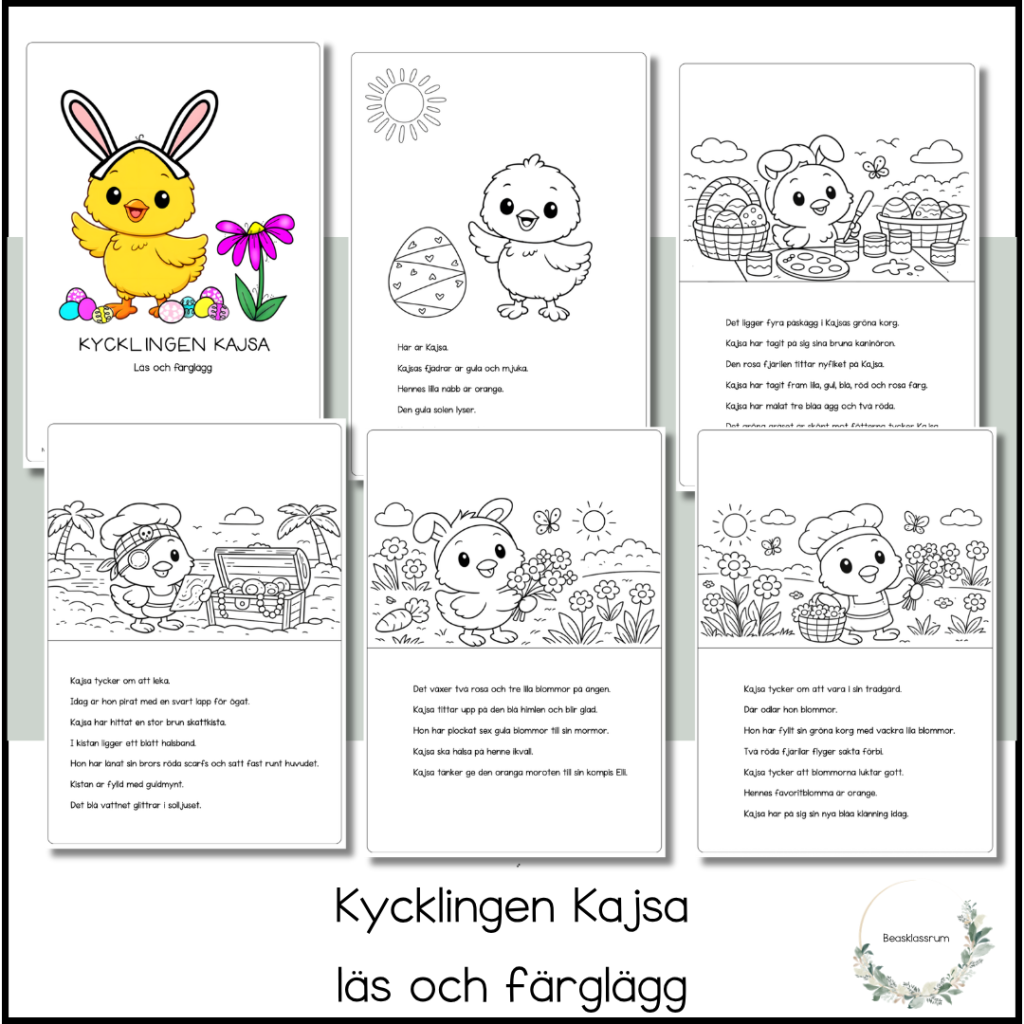 Kycklingen Kajsa – läs och färglägg