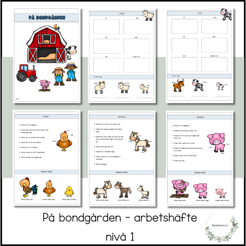 På bondgården nivå 1- arbetshäfte