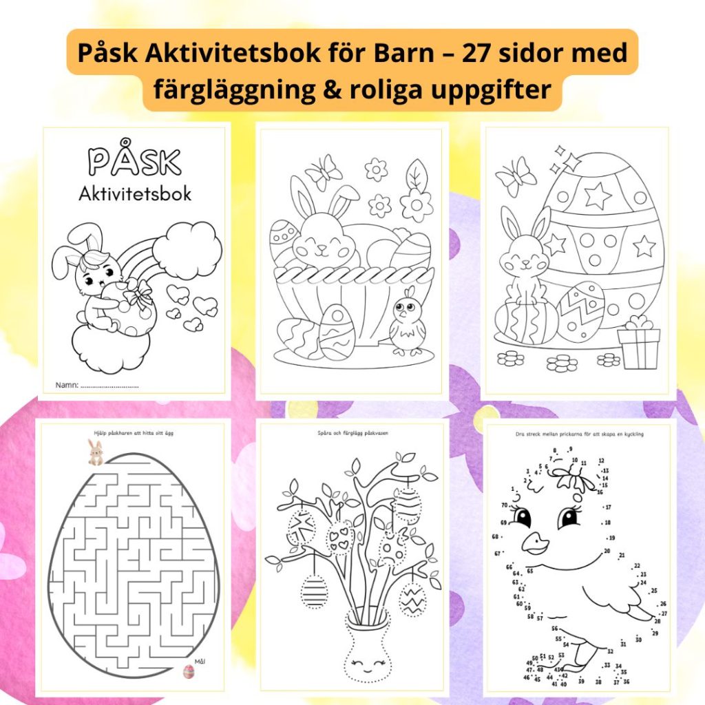 Påsk Aktivitetsbok för Barn – 27 sidor med färgläggning & roliga ...