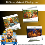 Samtalskort Värdegrund – 10 frågor som skapar lugna och meningsfulla samtal på fritids Skogens vänner två A5 bilder på ett A4 - bild 1