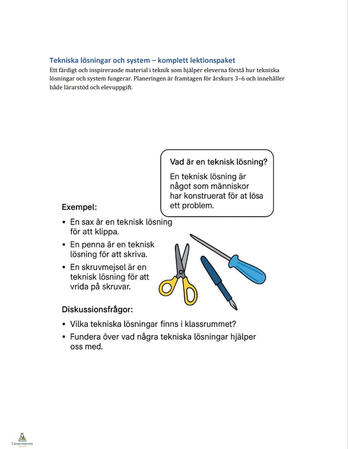 Planering teknik åk 4-6