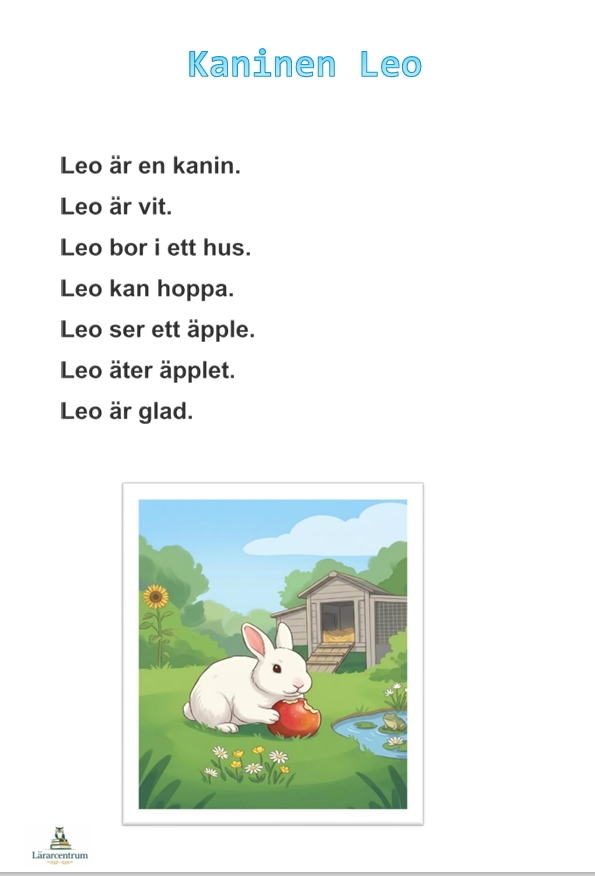 Läsförståelse (3 nivåer) – Kaninen Leo