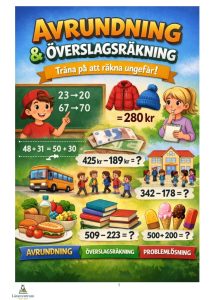Avrundning & Överslagsräkning – Åk 4–6 (med bildstöd & problemlösning)
